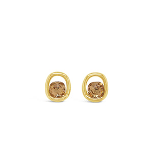 Absolute Chocolate Brown CZ Statement Stud Earrings, Gold
