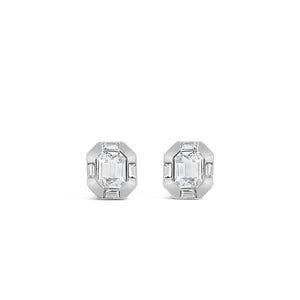 Absolute Large CZ Oval Stud Earrings, Silver