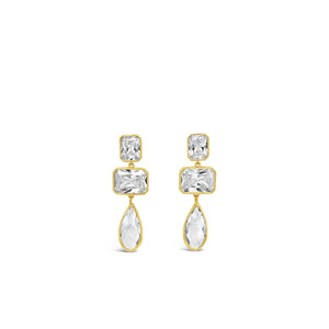Absolute Geo CZ Drop Earrings, Gold