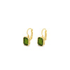 Absolute Olive Green CZ Cushion Drop Earrings, Gold
