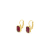 Absolute Siam Red CZ Cushion Drop Earrings, Gold