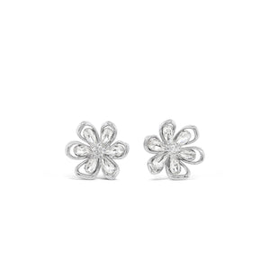 Absolute CZ Daisy Earrings, Silver