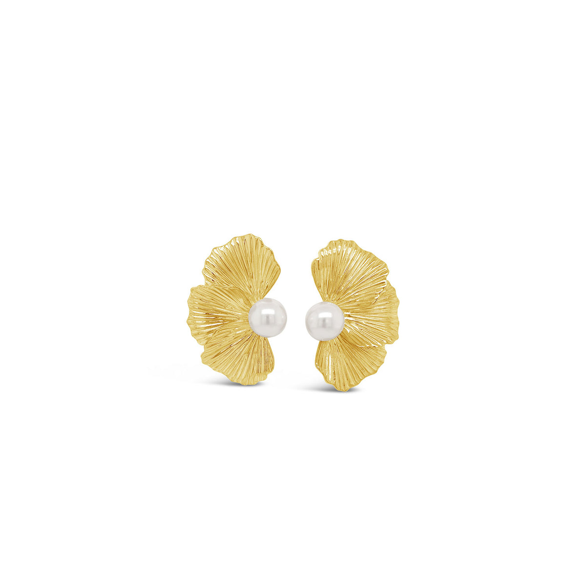 Absolute Statement Petal & Pearl Earrings, Gold