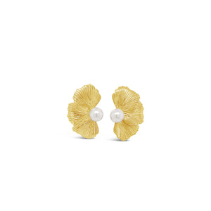 Absolute Statement Petal & Pearl Earrings, Gold