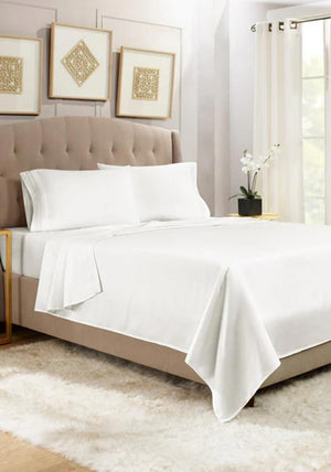 EA Design Flat Sheet, Fitted Sheet and Pillowcase Set, White