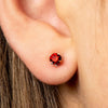 Ear Sense July Birthstone Earrings, Silver & Red