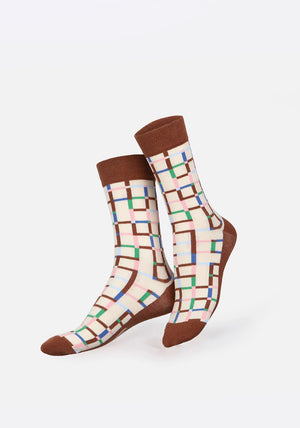 Eat My Socks Caffé Latte Socks, Brown Multi