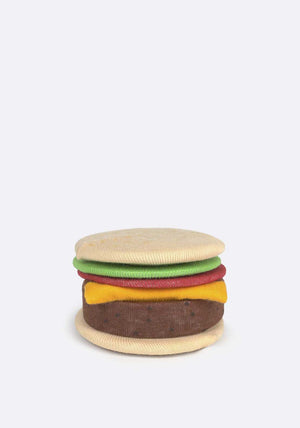 Eat My Socks Cheeseburger Socks, Beige Multi