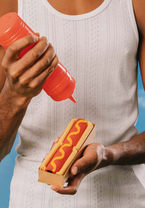 Eat My Socks Hot Dog Socks, Beige Multi
