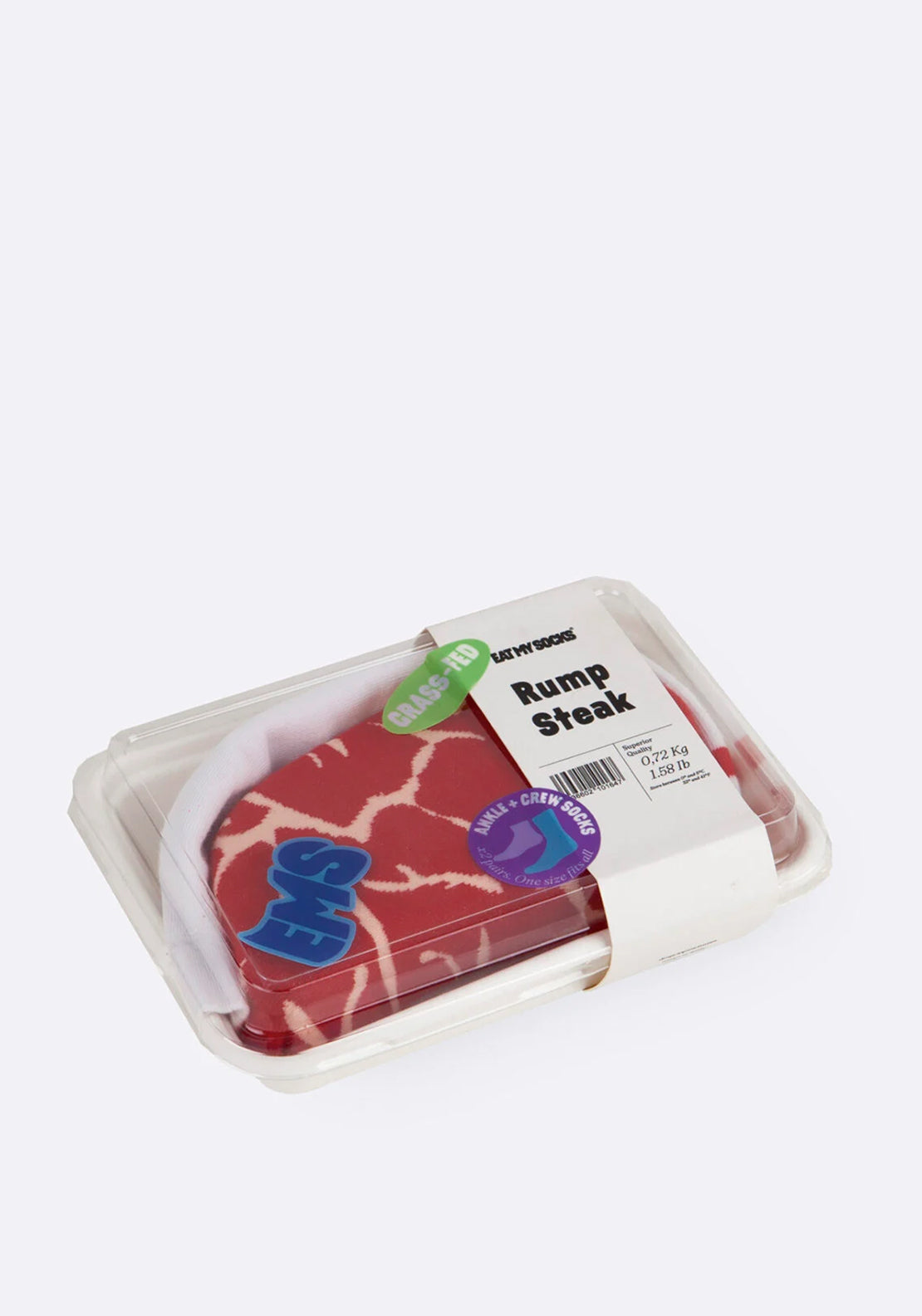 Eat My Socks Rump Steak 2 Pair Socks, Red Multi