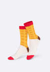 Eat My Socks Sweet Waffle Socks, Yellow Multi