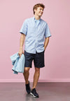 Eden Park Short Sleeve Gingham Shirt, Light Blue