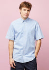 Eden Park Short Sleeve Gingham Shirt, Light Blue