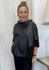 Elsewhere Vegan Leather Top, Black
