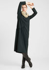 Elsewhere Draped High Neckline Dress, Midnight Green