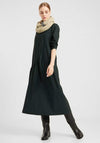 Elsewhere Draped High Neckline Dress, Midnight Green