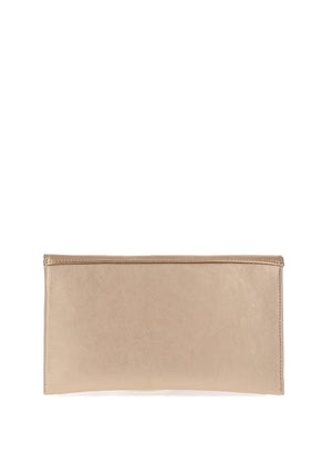 Emis Leather Envelope Clutch Bag, Rustic Gold