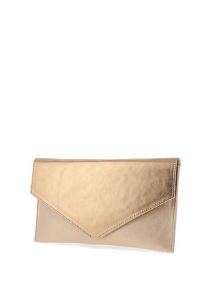 Emis Leather Envelope Clutch Bag, Rustic Gold