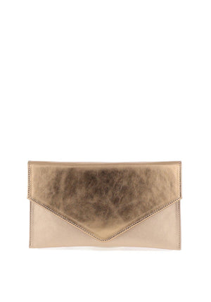 Emis Leather Envelope Clutch Bag, Rustic Gold