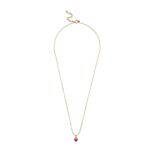 Enamel Amore Red Heart Necklace, Gold