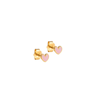 Enamel Amore Stud Earrings, Gold
