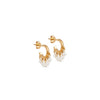 Enamel Astrid Pearl Huggie Hoop Earrings, Gold