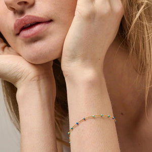 Enamel Lola Necklace, Gold & Blue