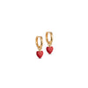 Enamel Amore Huggie Hoop Earrings, Gold