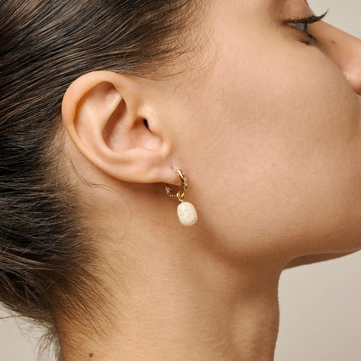 Enamel Significant Huggie Hoop Earrings, Gold