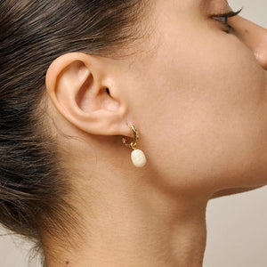 Enamel Significant Huggie Hoop Earrings, Gold