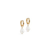 Enamel Significant Pearl Huggie Hoop Earrings, Gold