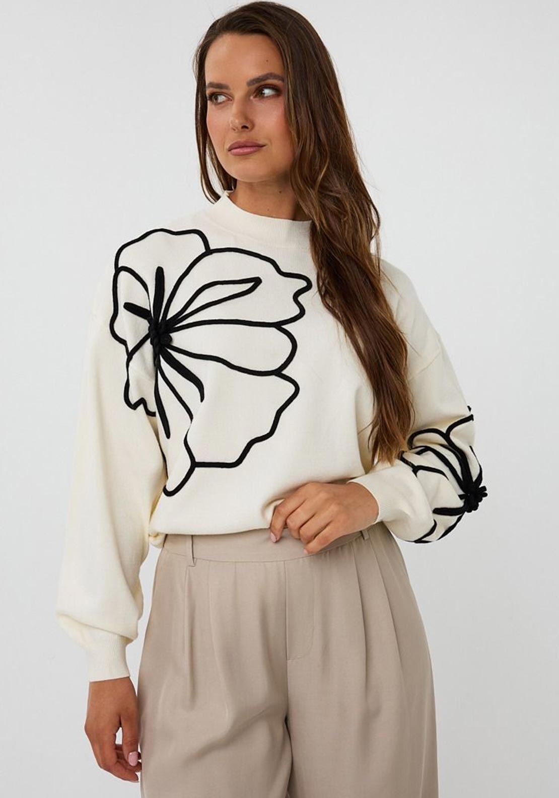 ESQUALO SWEATER TAPE FLOWER PATCH