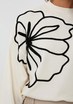 ESQUALO SWEATER TAPE FLOWER PATCH