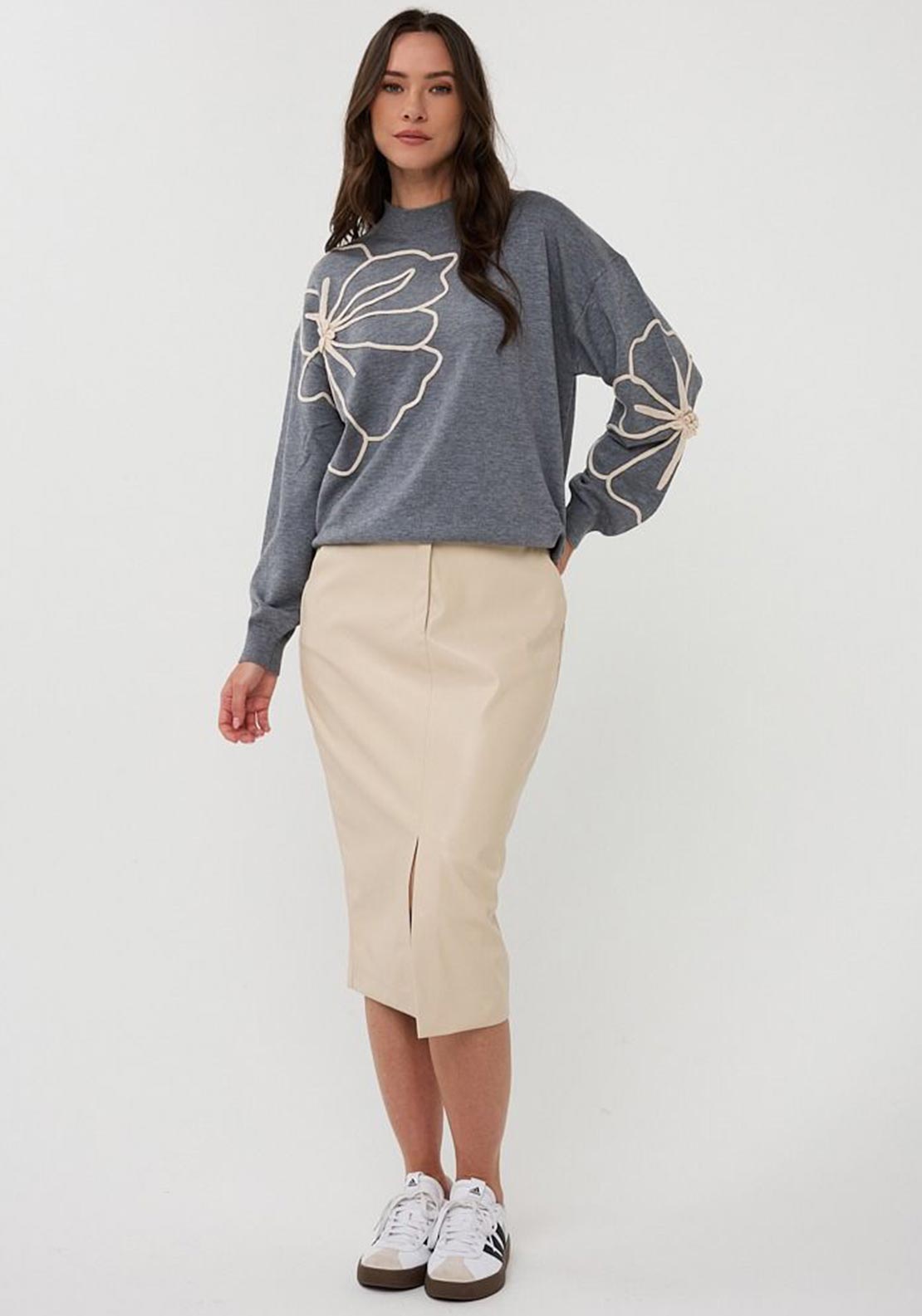 ESQUALO SWEATER TAPE FLOWER PATCH