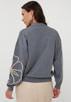 ESQUALO SWEATER TAPE FLOWER PATCH