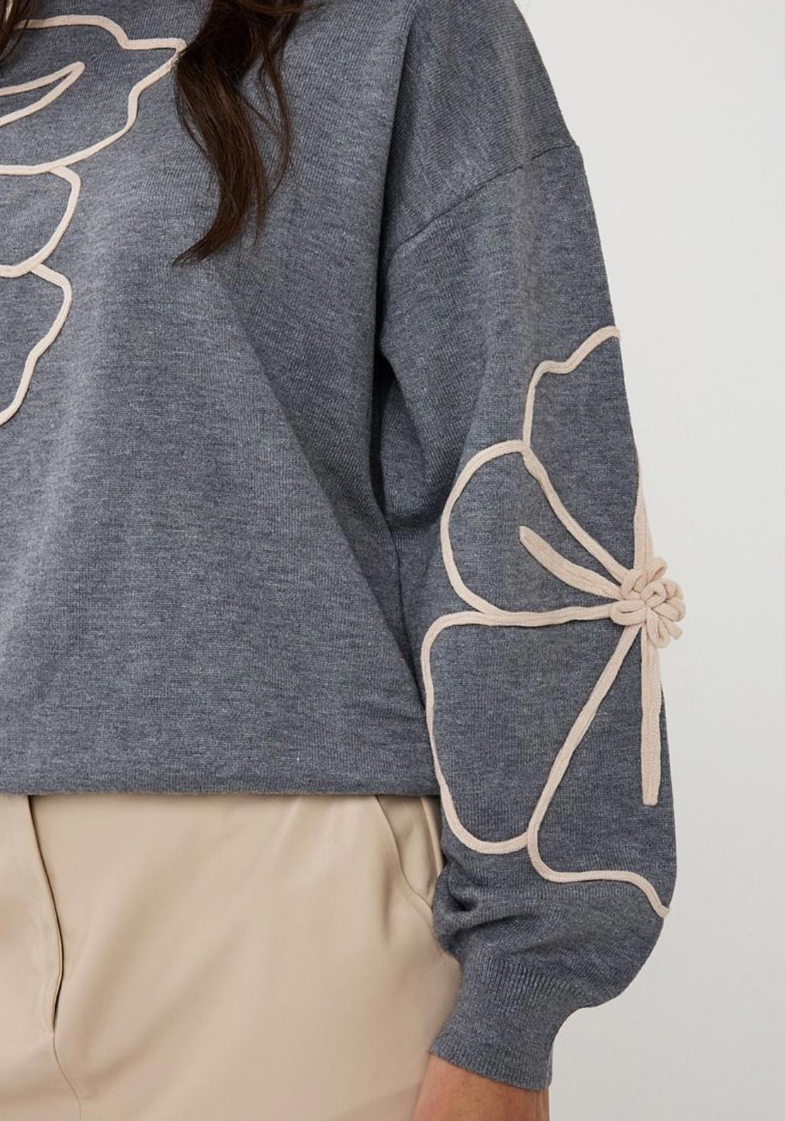 ESQUALO SWEATER TAPE FLOWER PATCH