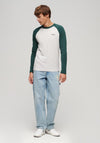 Superdry Essential Baseball Long Sleeve T-Shirt, Buck Green Marl