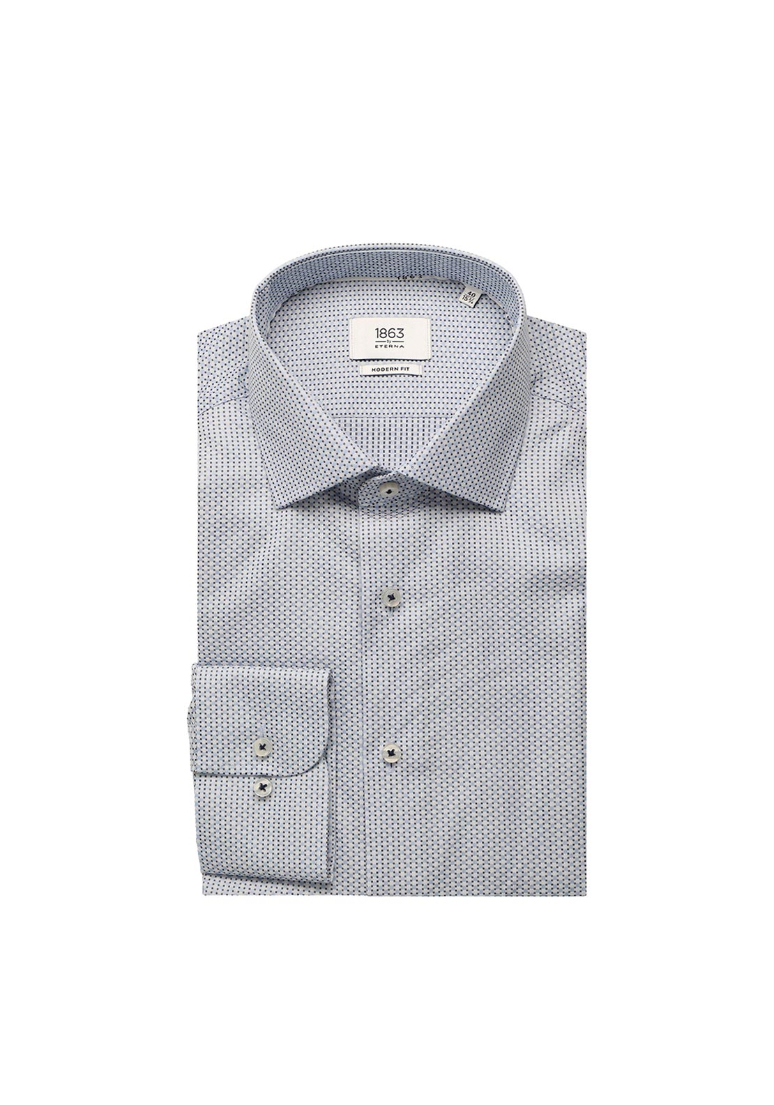 1863 By Eterna Modern Fit Print Shirt, Light Blue