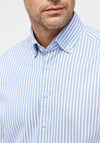 1863 by Eterna Modern Fit Stripe Shirt, Blue & White