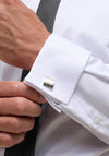 1863 by Eterna Slim Fit Twill Double Cuff Shirt, White