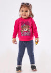 Ebita Girl Bear Sweatshirt & Leggings Set, Fuchsia