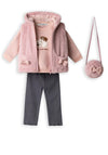 Ebita Baby Girl Fleece Gilet 4 Piece Set, Pink