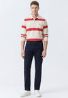 Gant Striped Heavy Rugger Rugby Shirt, Cream & Red