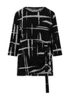 Elsewhere Rio Round Neck Bold Print Top, Black