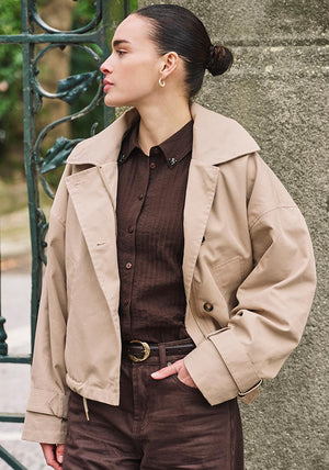 Esqualo Fleece Lined Hooded Jacket, Beige