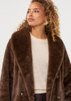 Esqualo Faux Fur Longline Coat, Brown