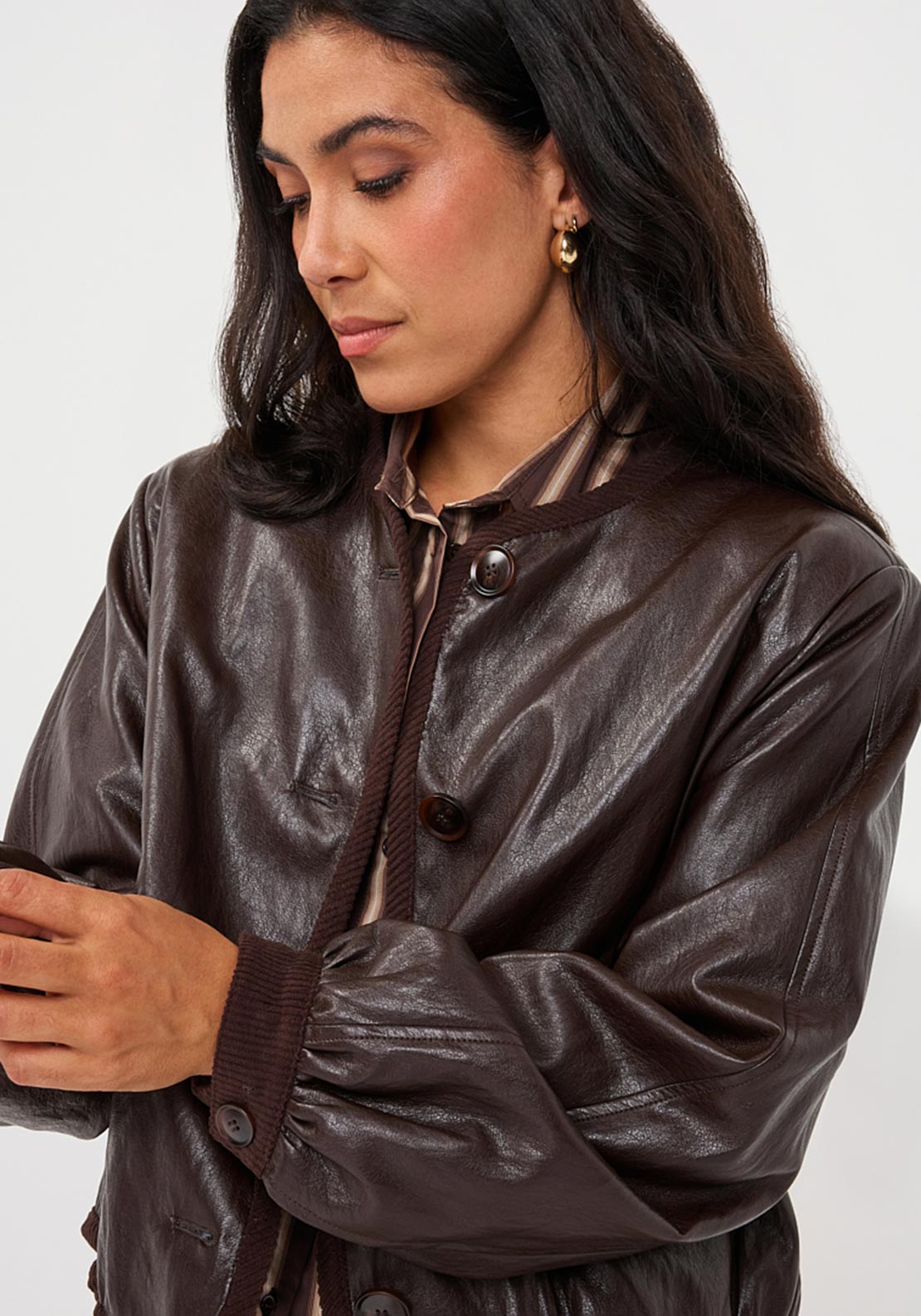 Esqualo Faux Leather Jacket, Brown