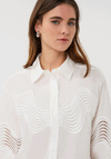 Esqualo Woven Embroidered Design Cotton Shirt, Off White