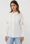 Esqualo Woven Embroidered Design Cotton Shirt, Off White