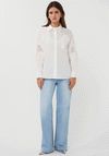 Esqualo Woven Embroidered Design Cotton Shirt, Off White